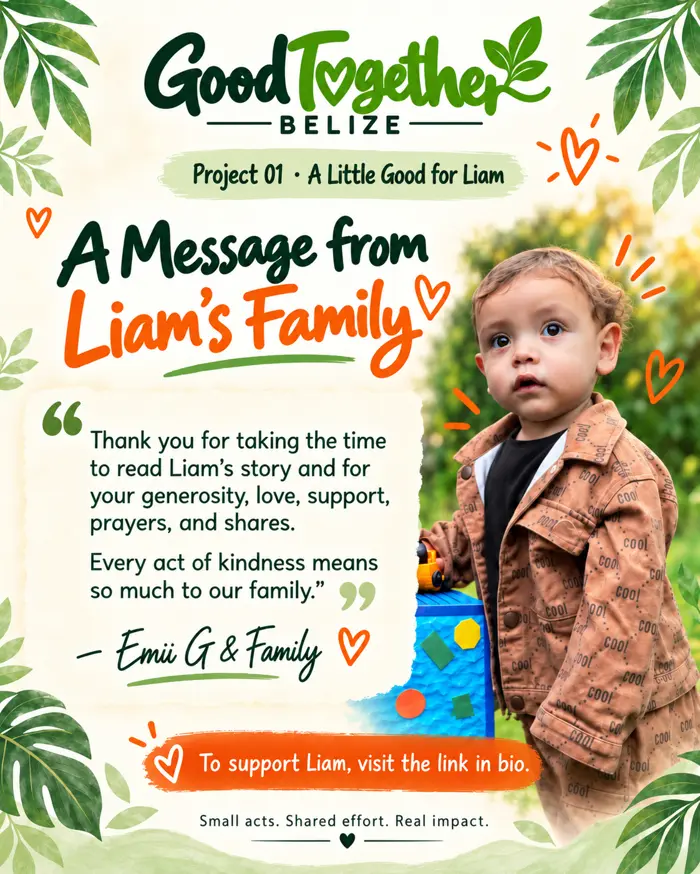 Campaign post: A message from Liam’s family thanking everyone for their generosity, love, support, prayers and shares